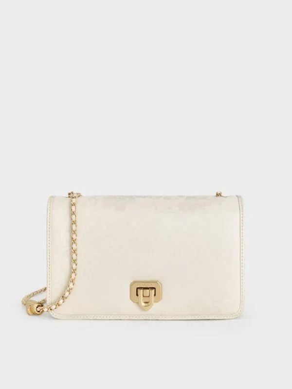Women Jacquard Mini Bag 8211 Cream CHARLES and KEITH Mini Bags
