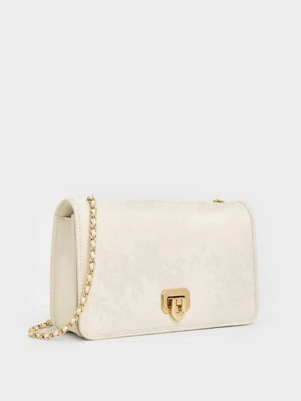 Women Jacquard Mini Bag 8211 Cream CHARLES and KEITH Mini Bags