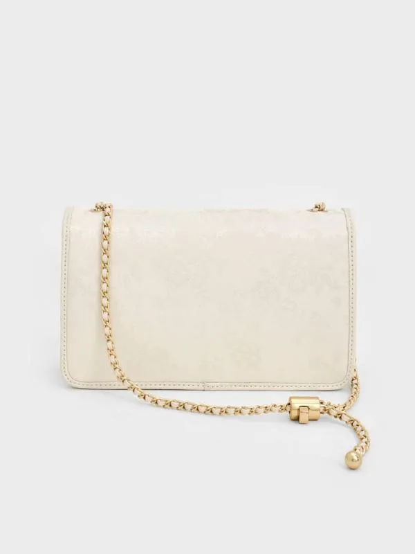 Women Jacquard Mini Bag 8211 Cream CHARLES and KEITH Mini Bags