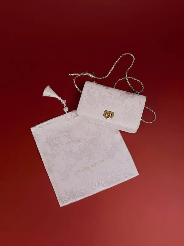 Women Jacquard Mini Bag 8211 Cream CHARLES and KEITH Mini Bags