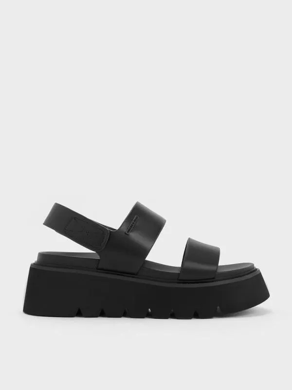 Women Jadis Chunky Flatform Sandals 8211 Black CHARLES and KEITH Sandals