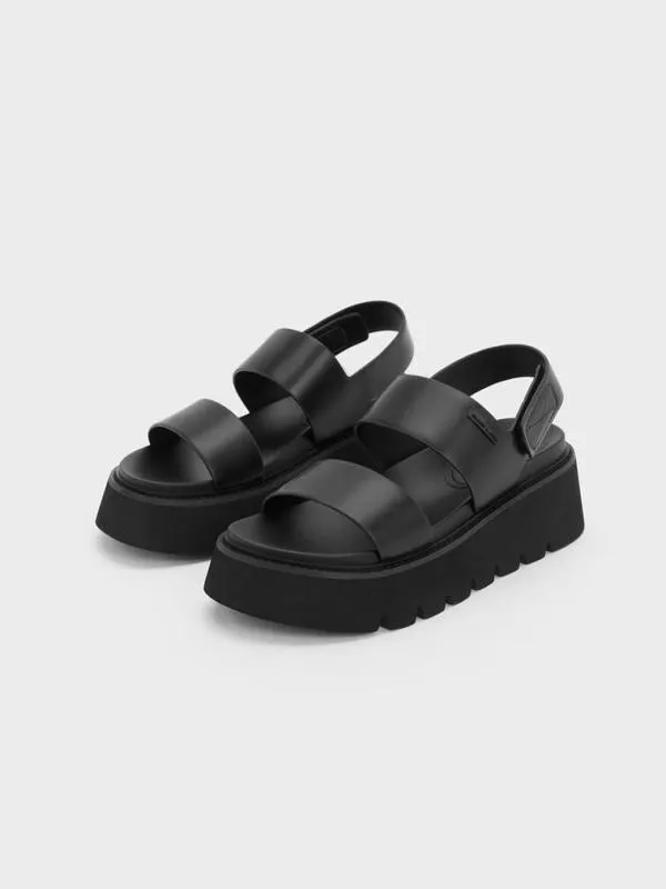 Women Jadis Chunky Flatform Sandals 8211 Black CHARLES and KEITH Sandals