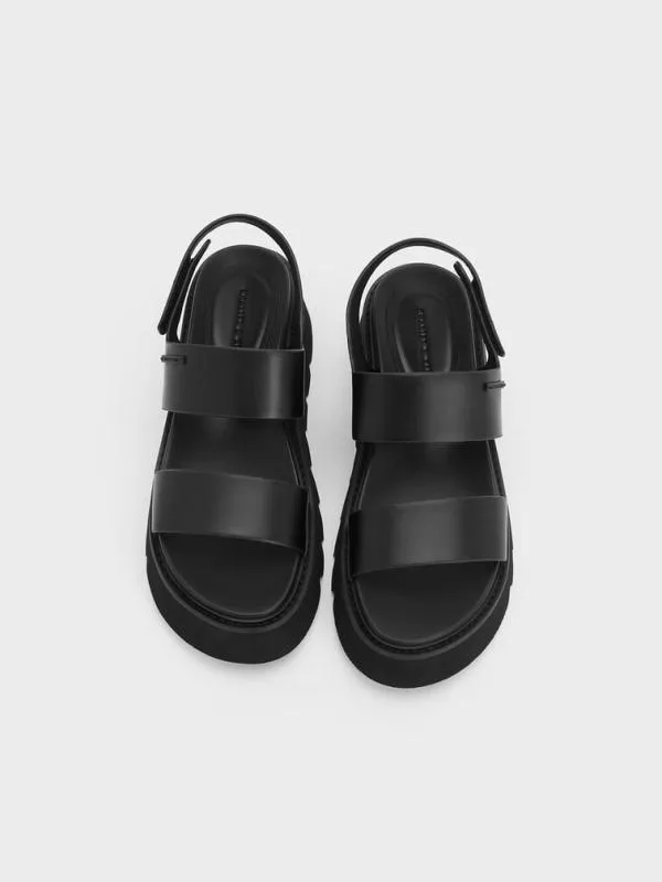 Women Jadis Chunky Flatform Sandals 8211 Black CHARLES and KEITH Sandals