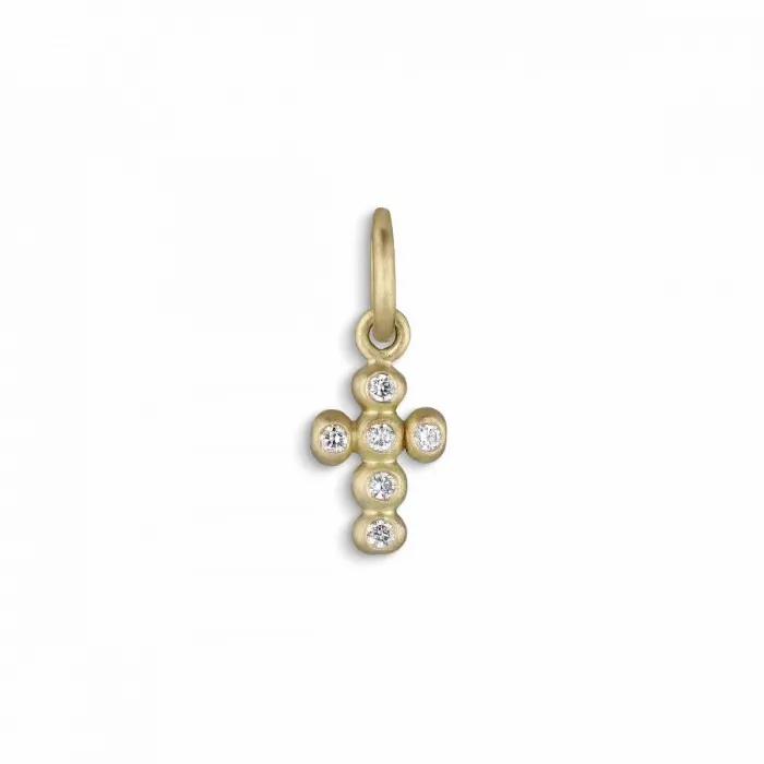 Women Jane Knig Gold Pendants Kugle Kors Lille I 14 Karat Guld Med 6 X Brill