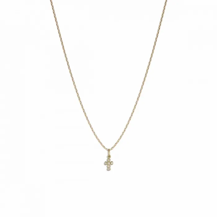 Women Jane Knig Gold Pendants Kugle Kors Lille I 14 Karat Guld Med 6 X Brill