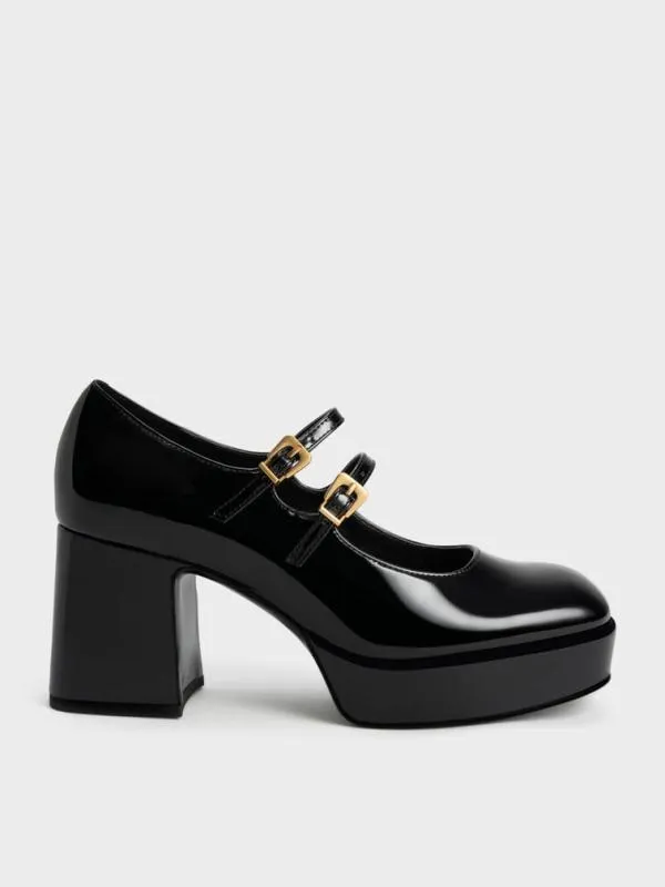 Women Jaylin Patent Block Heel Mary Janes 8211 Black CHARLES and KEITH Heels