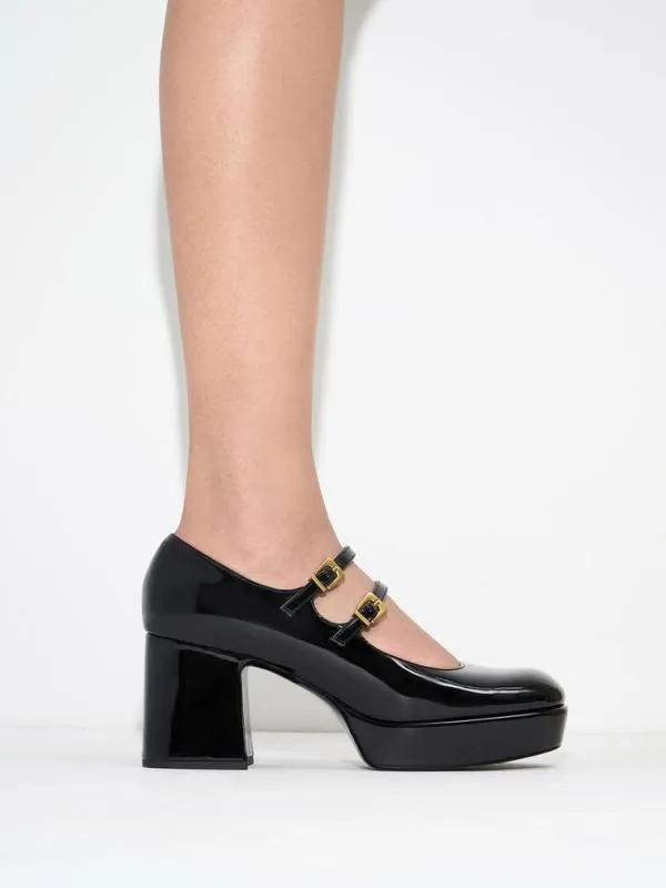 Women Jaylin Patent Block Heel Mary Janes 8211 Black CHARLES and KEITH Heels