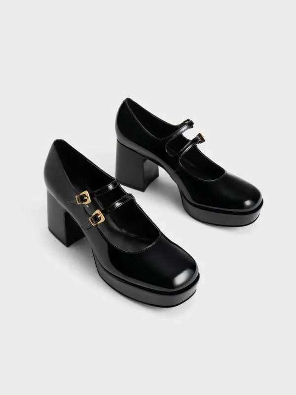 Women Jaylin Patent Block Heel Mary Janes 8211 Black CHARLES and KEITH Heels