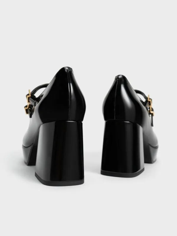 Women Jaylin Patent Block Heel Mary Janes 8211 Black CHARLES and KEITH Heels