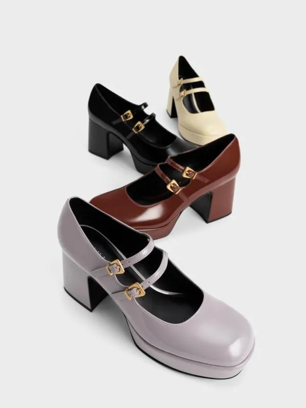 Women Jaylin Patent Block Heel Mary Janes 8211 Black CHARLES and KEITH Heels
