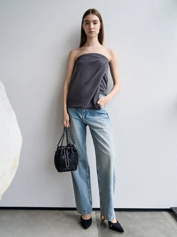 Women Julia Quilted TwoWay Bucket Bag 8211 Noir CHARLES and KEITH Bucket Bags