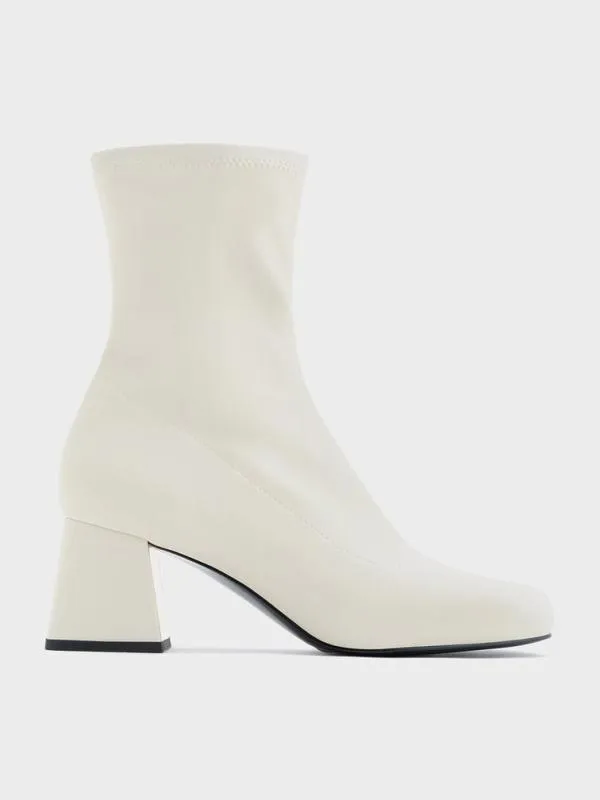 Women Jully Metallic Trapeze Heel Ankle Boots 8211 Chalk CHARLES and KEITH Boots Women Jully Metallic Trapeze Heel Ankle Boots 8211 Chalk CHARLES and KEITH Boots