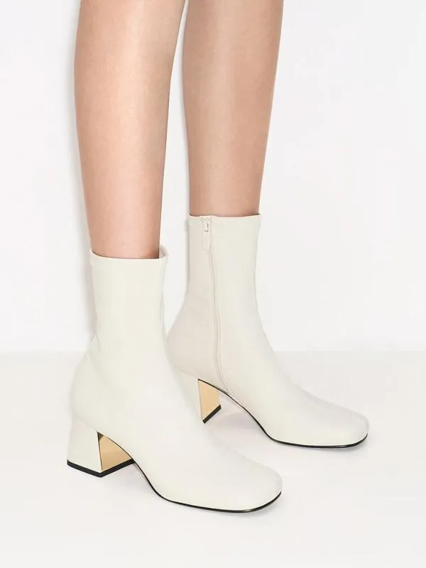 Women Jully Metallic Trapeze Heel Ankle Boots 8211 Chalk CHARLES and KEITH Boots