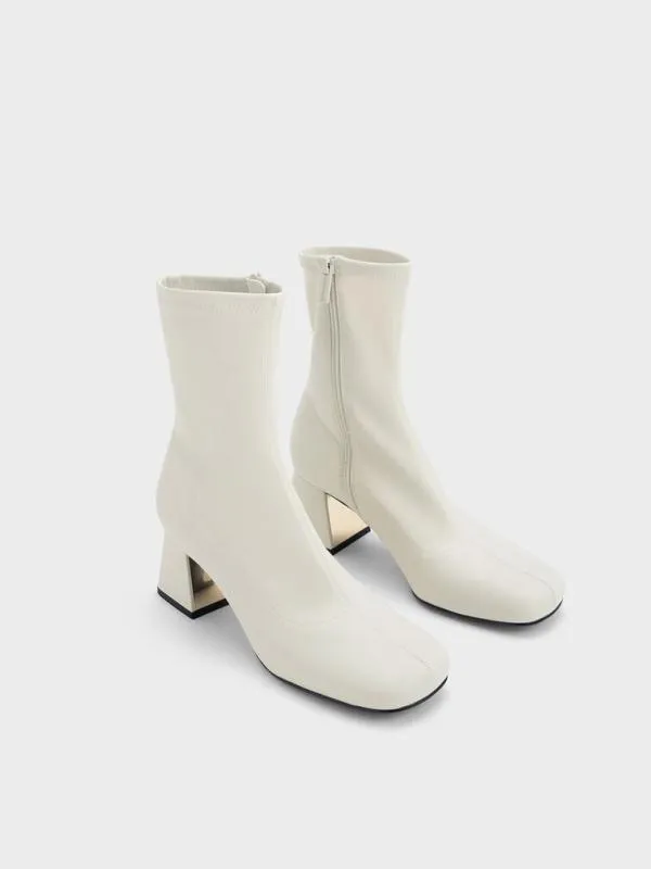 Women Jully Metallic Trapeze Heel Ankle Boots 8211 Chalk CHARLES and KEITH Boots