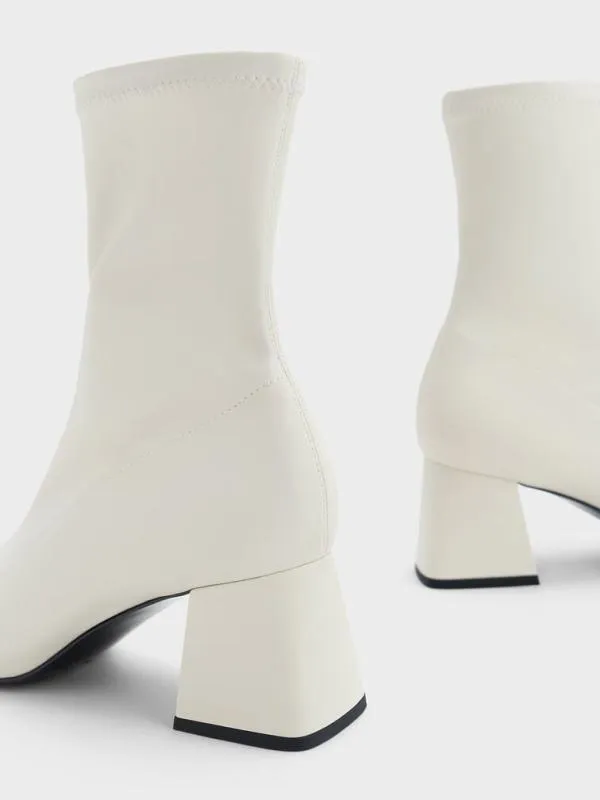 Women Jully Metallic Trapeze Heel Ankle Boots 8211 Chalk CHARLES and KEITH Boots