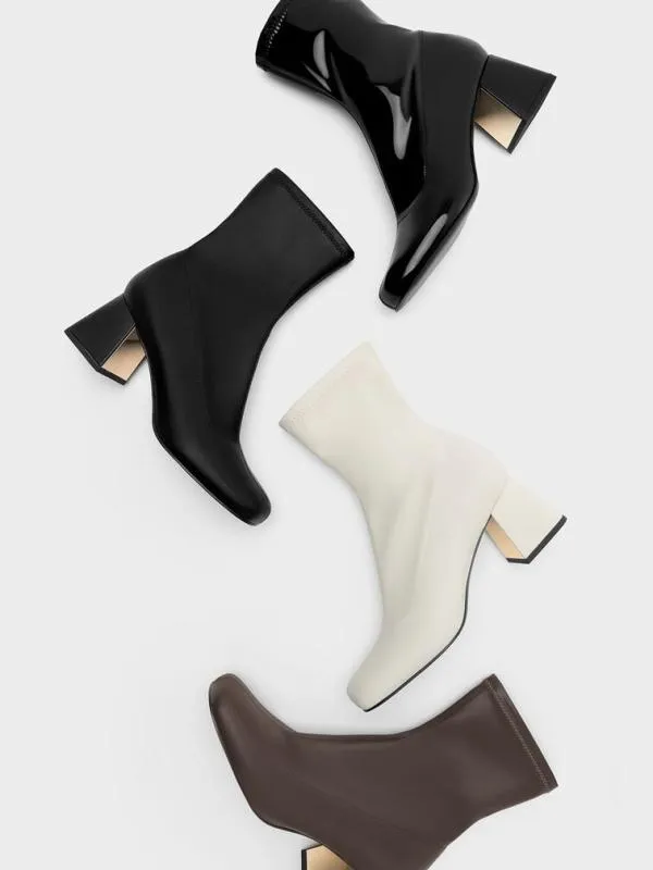 Women Jully Metallic Trapeze Heel Ankle Boots 8211 Chalk CHARLES and KEITH Boots