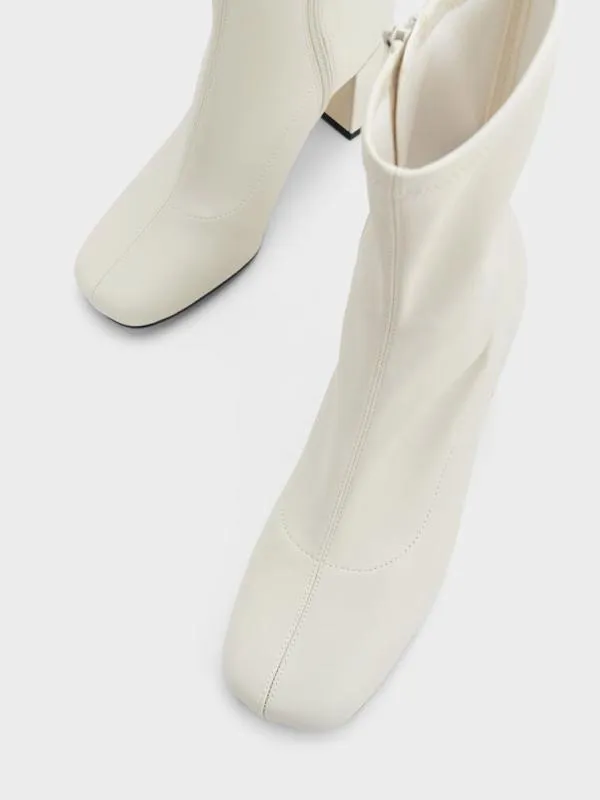 Women Jully Metallic Trapeze Heel Ankle Boots 8211 Chalk CHARLES and KEITH Boots