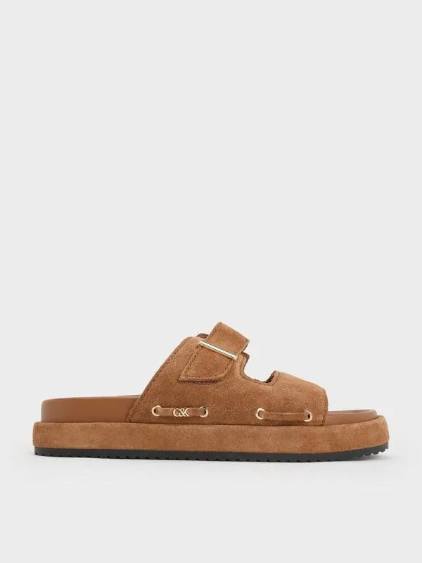 Women Kori Suede Slide Sandals 8211 Cognac CHARLES and KEITH Sandals