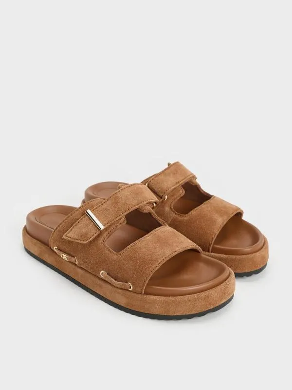 Women Kori Suede Slide Sandals 8211 Cognac CHARLES and KEITH Sandals