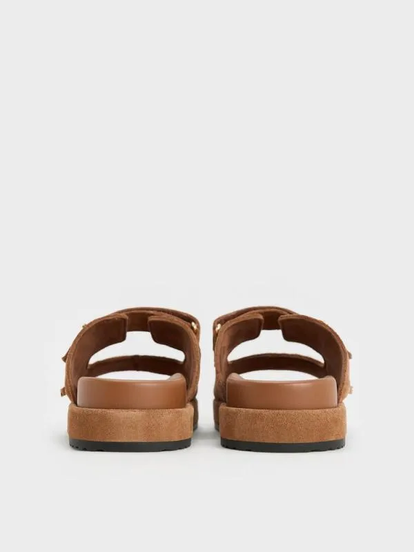 Women Kori Suede Slide Sandals 8211 Cognac CHARLES and KEITH Sandals