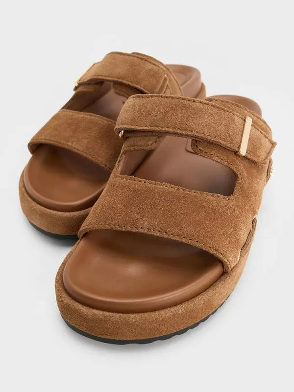 Women Kori Suede Slide Sandals 8211 Cognac CHARLES and KEITH Sandals