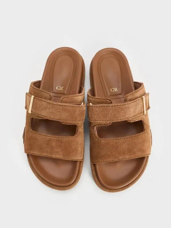 Women Kori Suede Slide Sandals 8211 Cognac CHARLES and KEITH Sandals