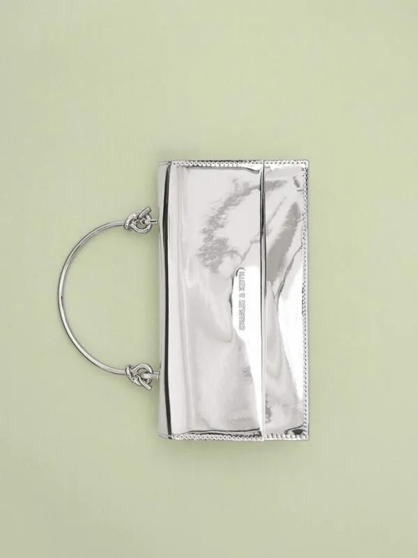 Women Kristine Metallic SculpturalHandle Long Wallet 8211 Silver CHARLES and KEITH Long Wallets
