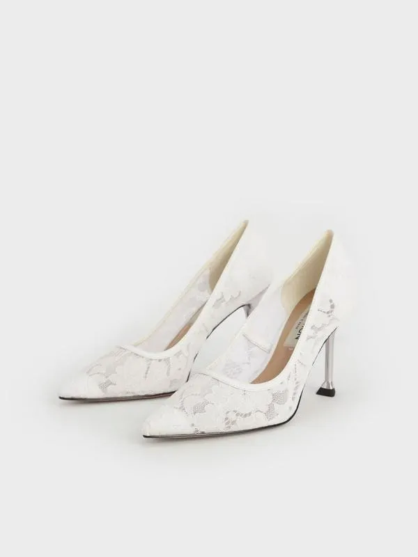 Women Lace and Mesh Pumps 8211 White CHARLES and KEITH Pumps Women Lace and Mesh Pumps 8211 White CHARLES and KEITH Pumps