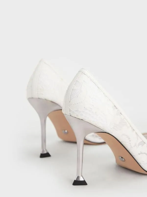 Women Lace and Mesh Pumps 8211 White CHARLES and KEITH Pumps Women Lace and Mesh Pumps 8211 White CHARLES and KEITH Pumps