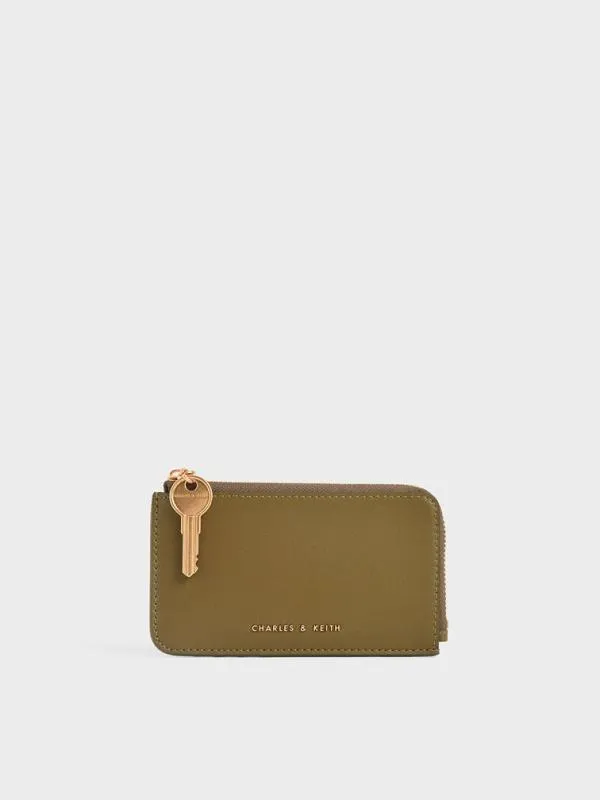 Women Lane Key ZipAround Wallet 8211 Olive CHARLES and KEITH Small Wallets