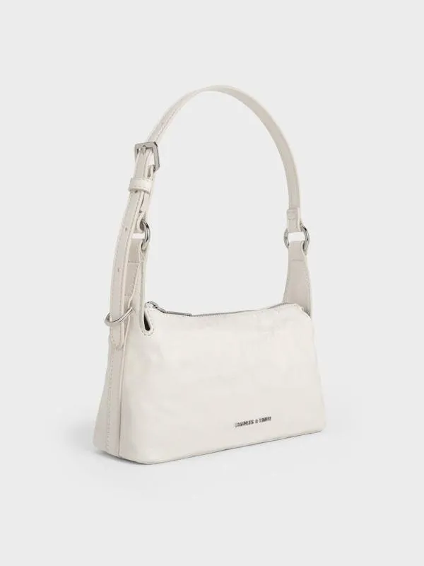 Women Lark CrinkleEffect Shoulder Bag 8211 Cream CHARLES and KEITH Crossbody Bags
