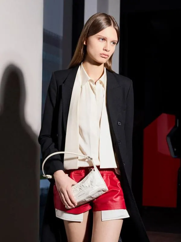 Women Lark CrinkleEffect Shoulder Bag 8211 Cream CHARLES and KEITH Crossbody Bags