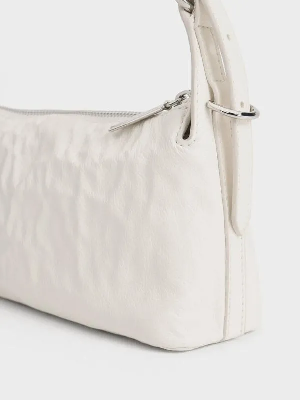 Women Lark CrinkleEffect Shoulder Bag 8211 Cream CHARLES and KEITH Crossbody Bags