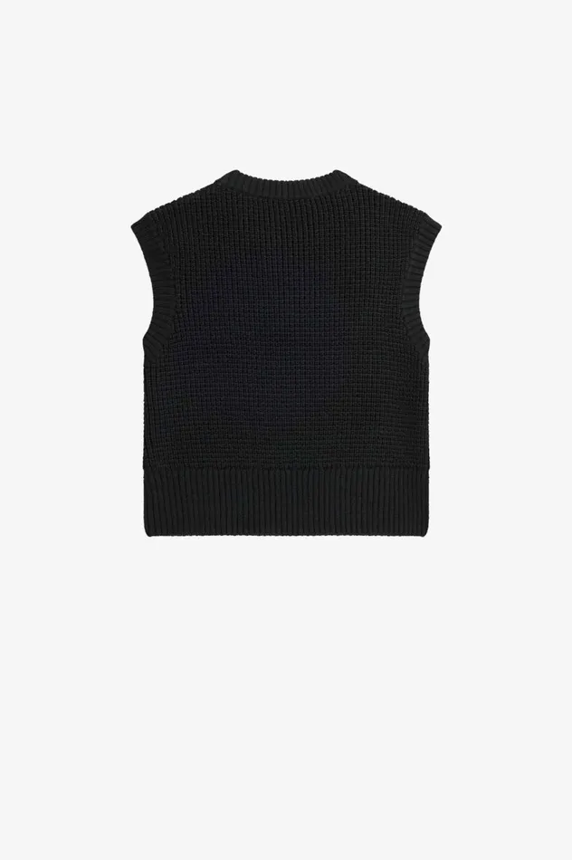 Women Laurel Wreath Knitted Tank Black Fred Perry Knitwear