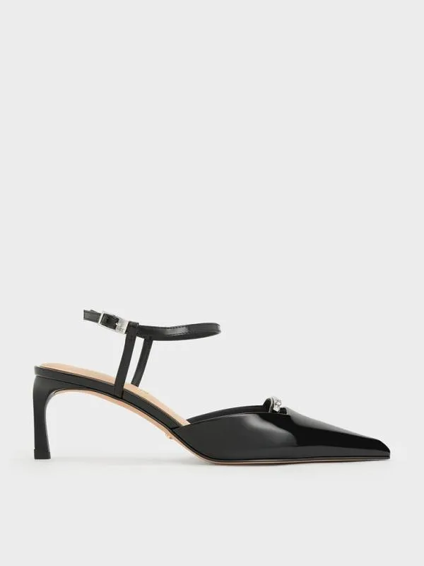 Women Leather KittenHeel AnkleStrap PointedToe Pumps 8211 Black Box CHARLES and KEITH Heels Women Leather KittenHeel AnkleStrap PointedToe Pumps 8211 Black Box CHARLES and KEITH Heels