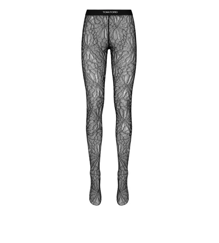 Women Leggings Tom Ford Stretch Circle Lace Leggings Black