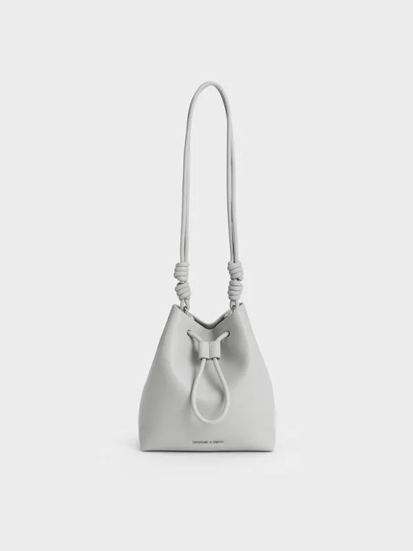 Women Leia Knotted Bucket Bag 8211 Grey CHARLES and KEITH Bucket Bags