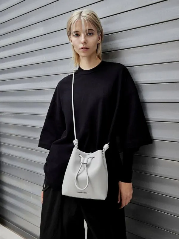 Women Leia Knotted Bucket Bag 8211 Grey CHARLES and KEITH Bucket Bags