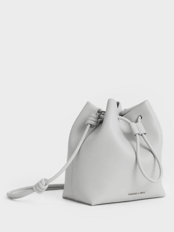Women Leia Knotted Bucket Bag 8211 Grey CHARLES and KEITH Bucket Bags