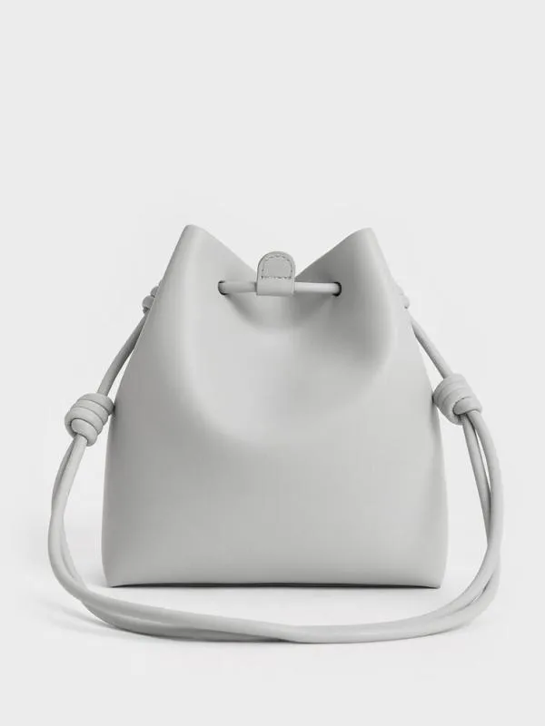Women Leia Knotted Bucket Bag 8211 Grey CHARLES and KEITH Bucket Bags