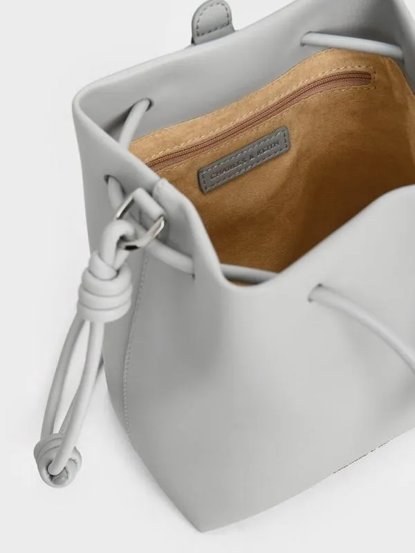 Women Leia Knotted Bucket Bag 8211 Grey CHARLES and KEITH Bucket Bags