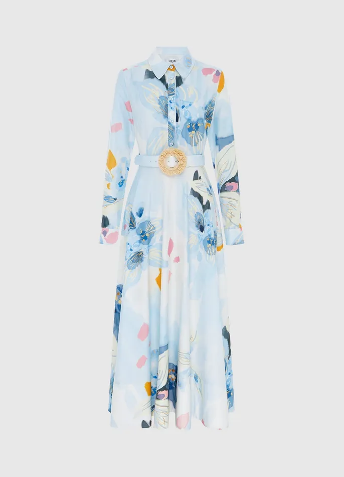 Women LEO LIN Zara Shirt Midi Dress 8211 Tranquility Print Dresses and Jumpsuits Women LEO LIN Zara Shirt Midi Dress 8211 Tranquility Print Dresses and Jumpsuits