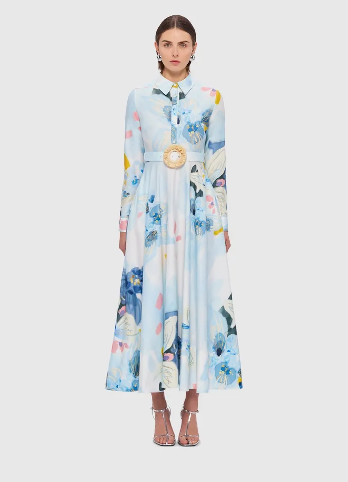 Women LEO LIN Zara Shirt Midi Dress 8211 Tranquility Print Dresses and Jumpsuits