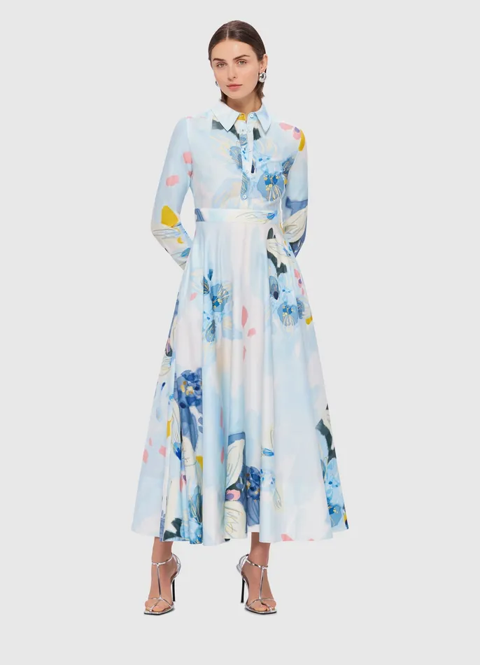 Women LEO LIN Zara Shirt Midi Dress 8211 Tranquility Print Dresses and Jumpsuits
