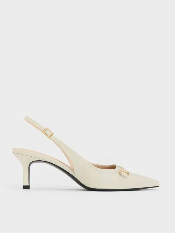 Women Leslie MetallicAccent Slingback Pumps 8211 Chalk CHARLES and KEITH Heels Women Leslie MetallicAccent Slingback Pumps 8211 Chalk CHARLES and KEITH Heels