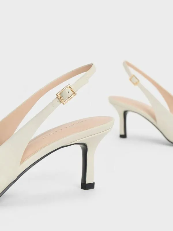 Women Leslie MetallicAccent Slingback Pumps 8211 Chalk CHARLES and KEITH Heels