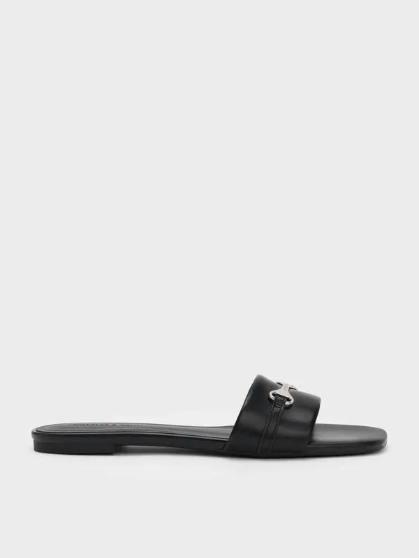 Women Leslie Slide Sandals 8211 Black CHARLES and KEITH Sandals