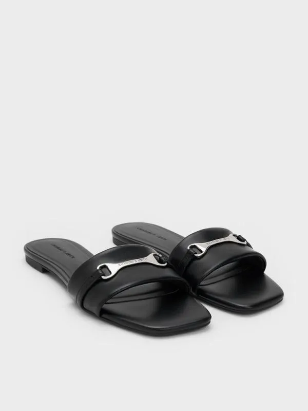 Women Leslie Slide Sandals 8211 Black CHARLES and KEITH Sandals