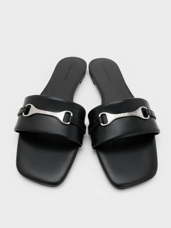 Women Leslie Slide Sandals 8211 Black CHARLES and KEITH Sandals