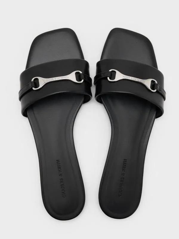 Women Leslie Slide Sandals 8211 Black CHARLES and KEITH Sandals